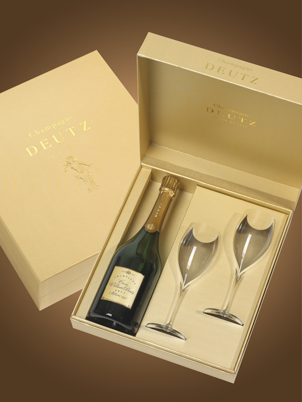 Champagne Deutz cuvée William 2002 avec coffret 2 flûtes